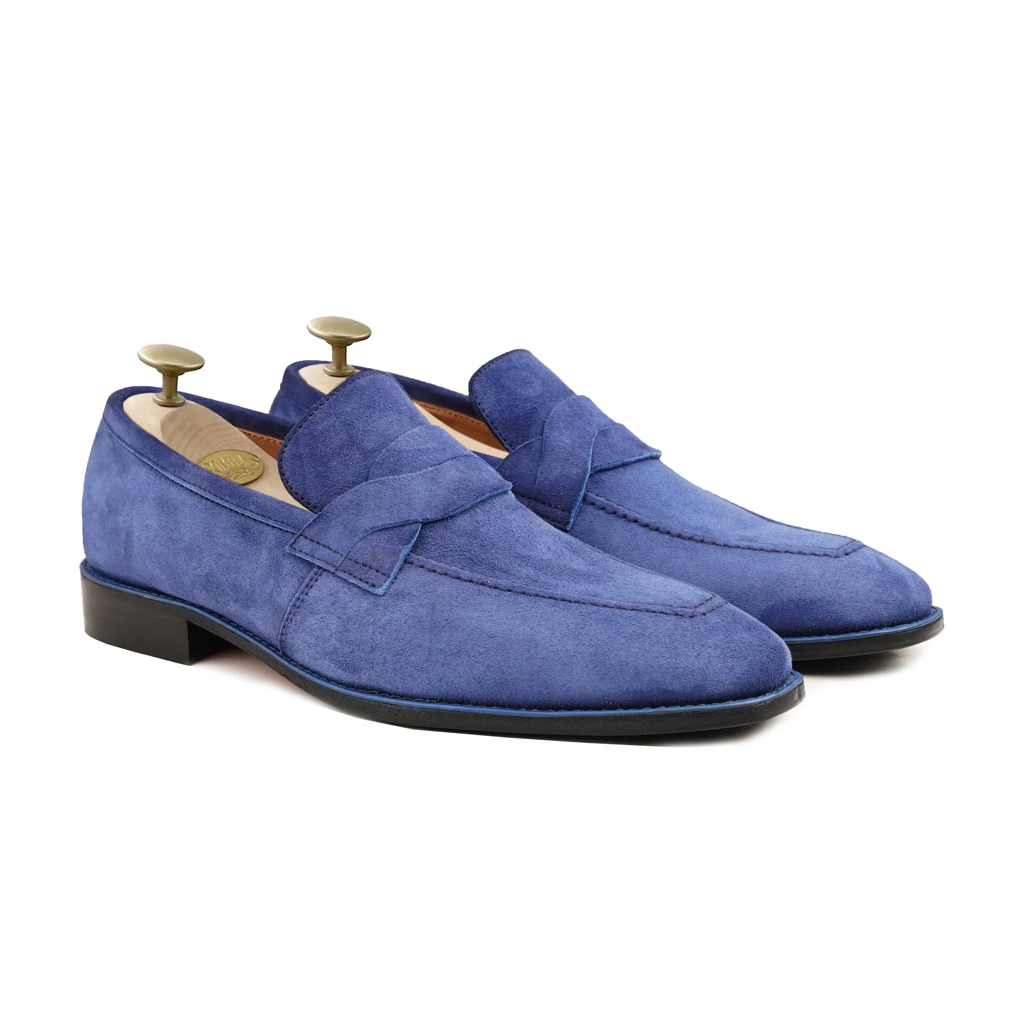 Ancona - Men's Light Blue Kid Suede Loafer