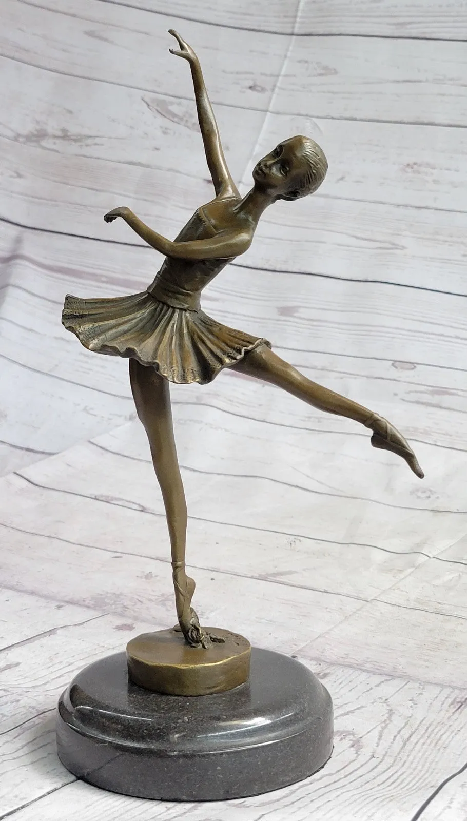 Art Deco Hot Cast Bronze Graceful Ballerina Ballet Statue Sculpture M. Lopez Gift