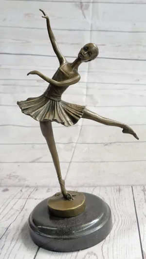 Art Deco Hot Cast Bronze Graceful Ballerina Ballet Statue Sculpture M. Lopez Gift