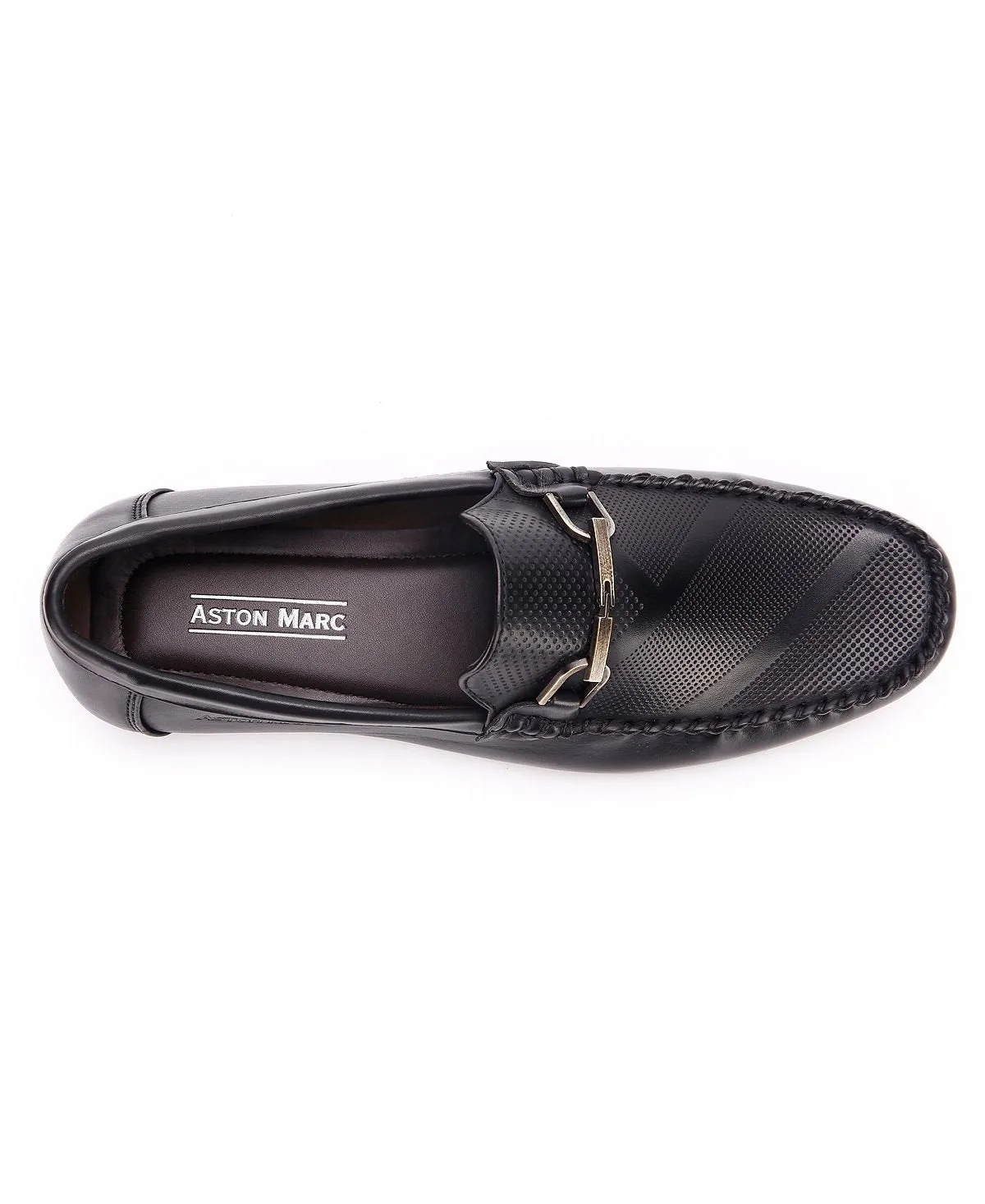 Aston Marc Men's Perforated Buckle Moccasins, Black