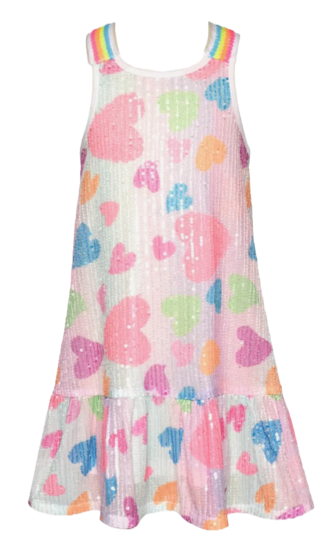 Baby Sara Pastel Striped Sequin Heart A-Line Dress