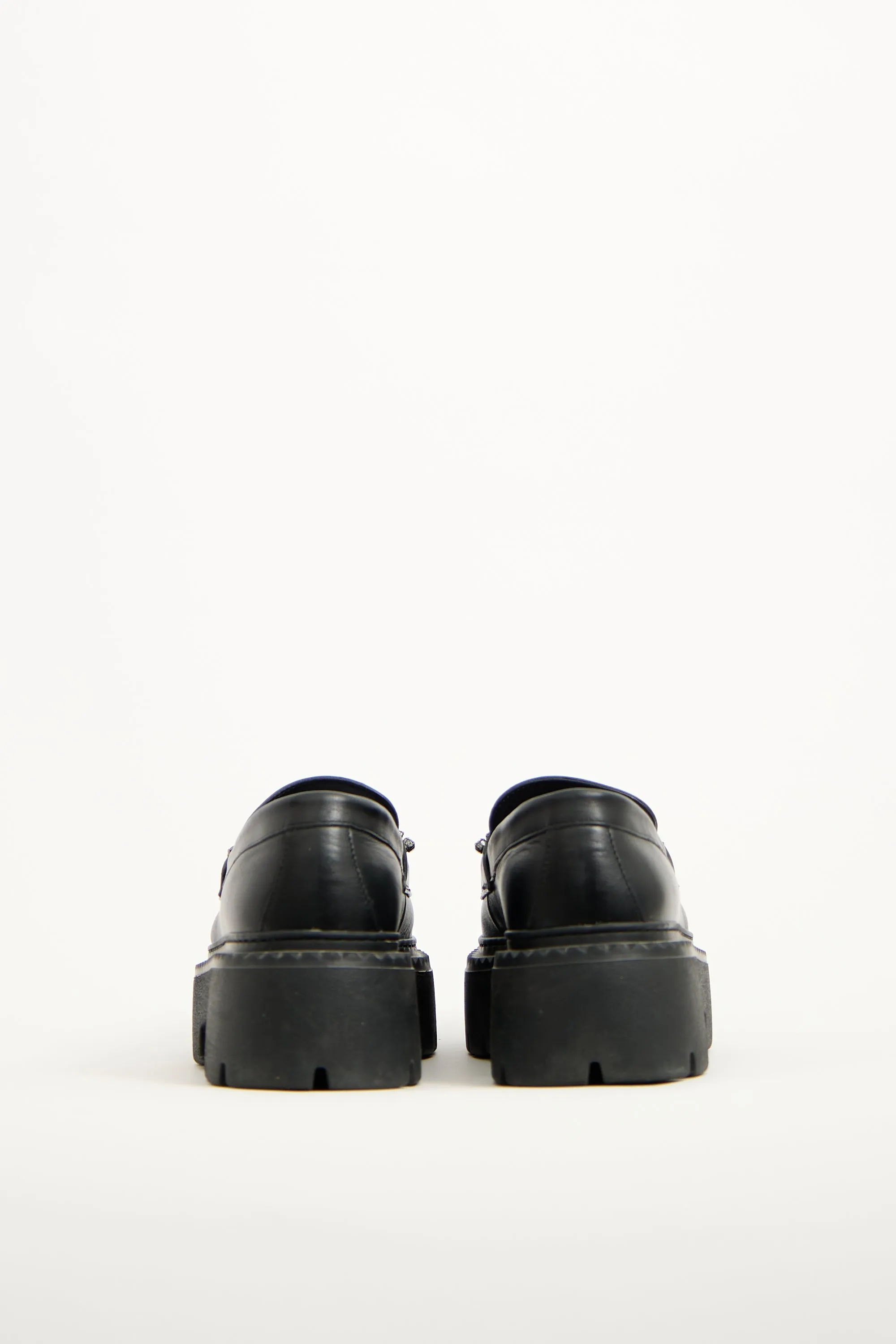 Black Leather Bryer Crystal Loafer