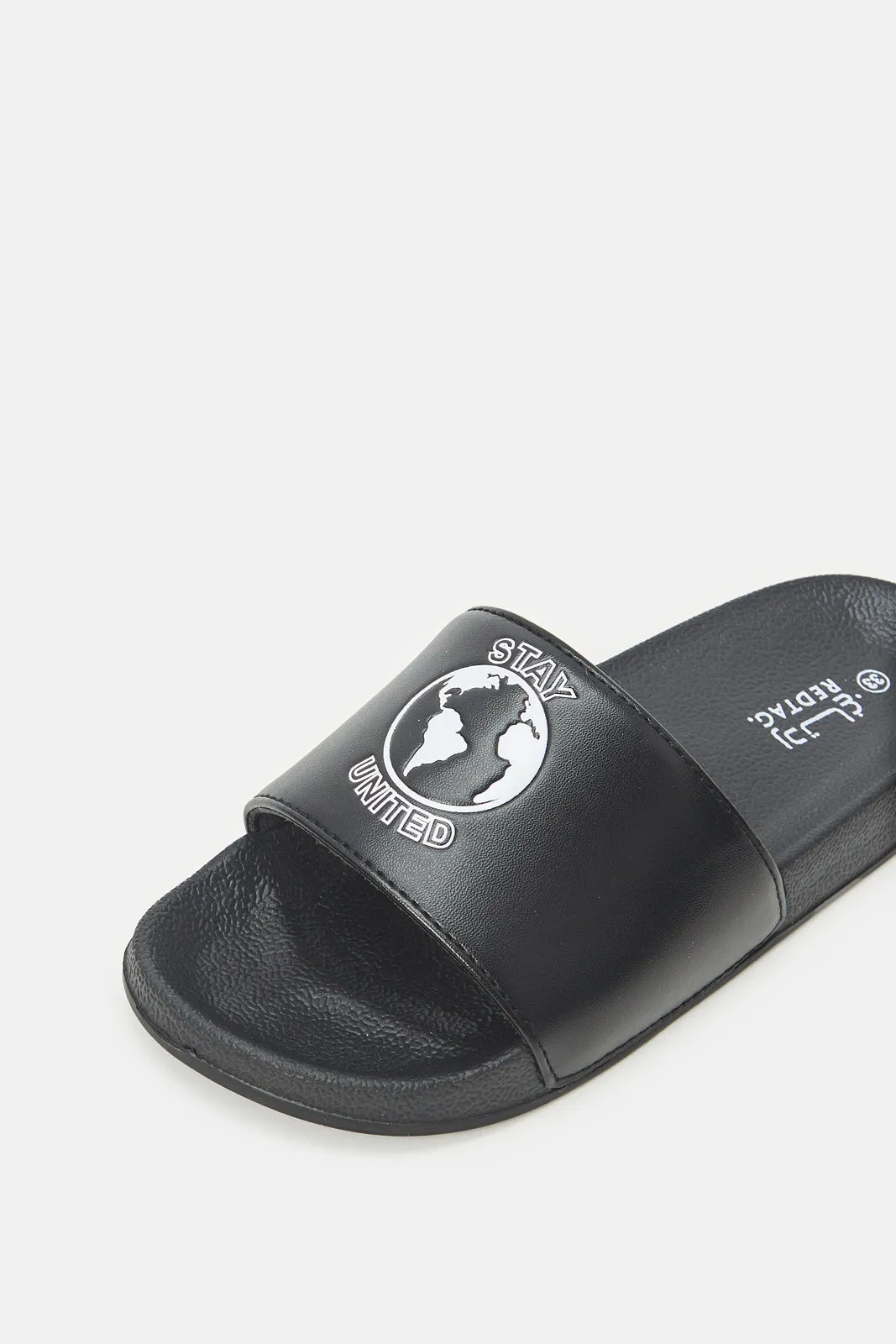 Boys Black Padded Slide