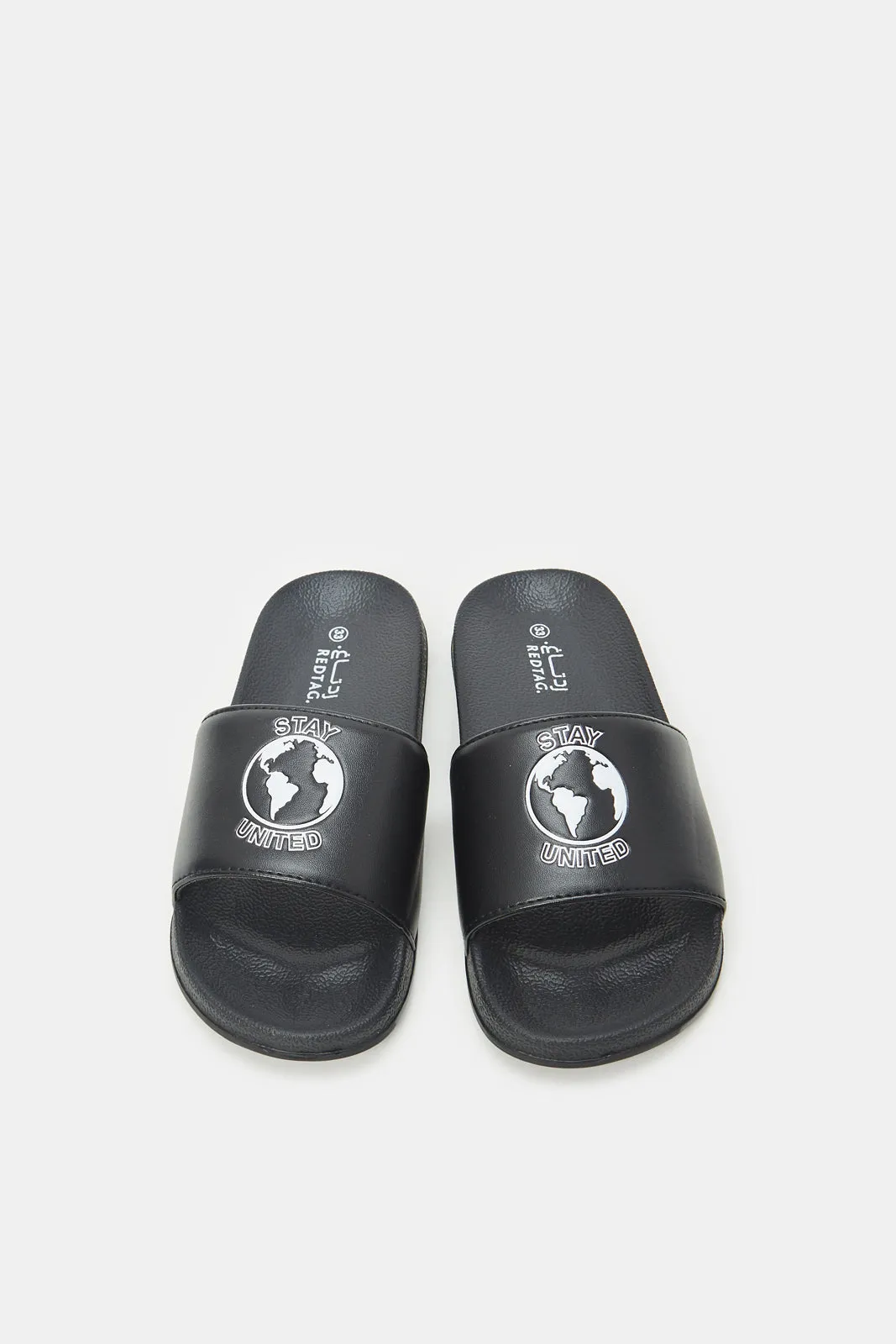 Boys Black Padded Slide