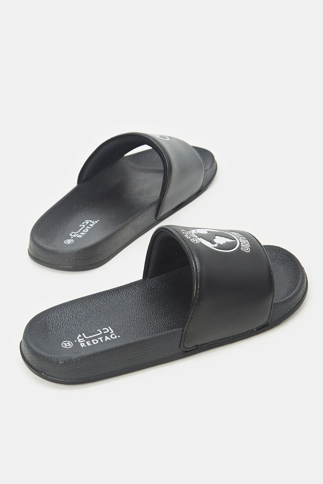 Boys Black Padded Slide