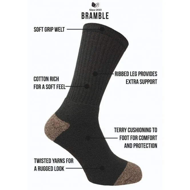 Bramble Mens Docks All Terrain Socks 3PK Khaki 6-11