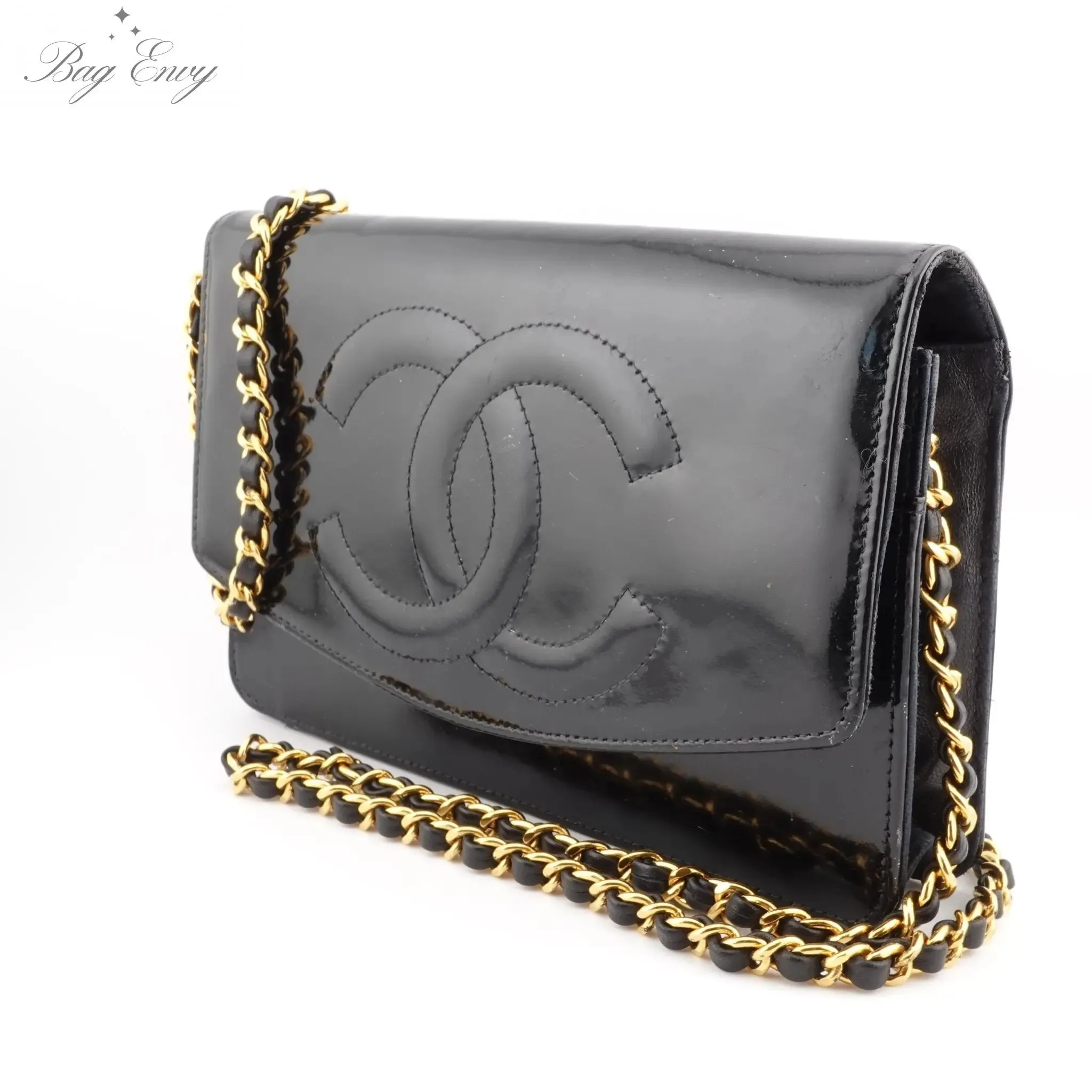 CHANEL Patent Leather Timeless Original Wallet on Chain