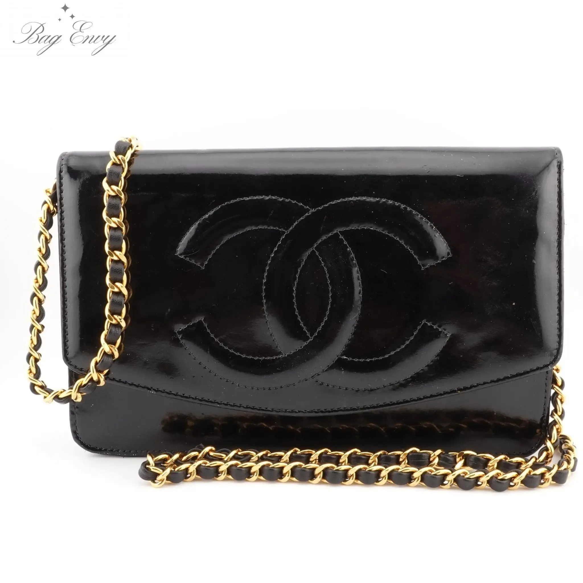 CHANEL Patent Leather Timeless Original Wallet on Chain