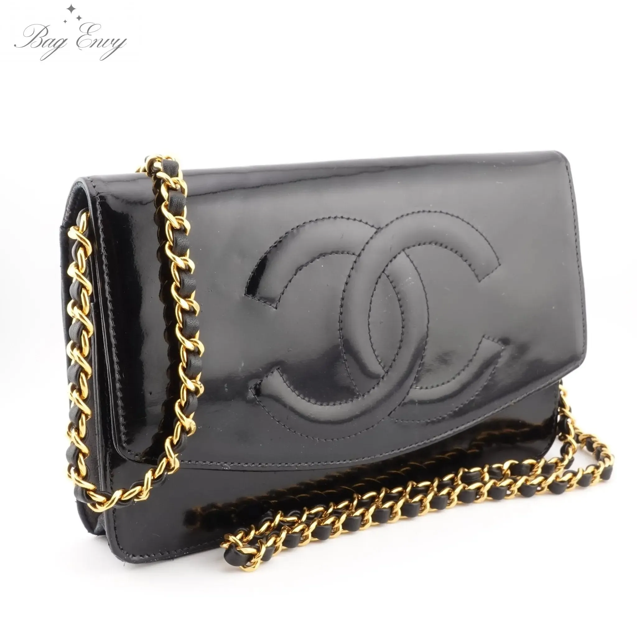 CHANEL Patent Leather Timeless Original Wallet on Chain