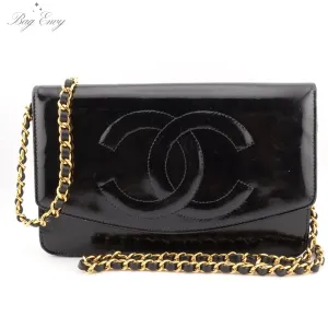 CHANEL Patent Leather Timeless Original Wallet on Chain