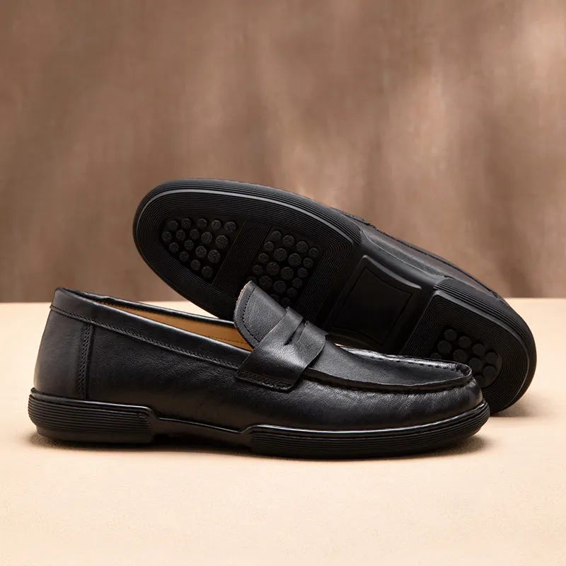 Chic Cowhide Penny Loafers