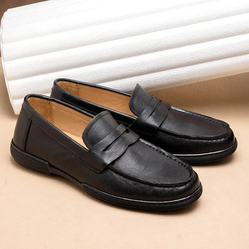 Chic Cowhide Penny Loafers