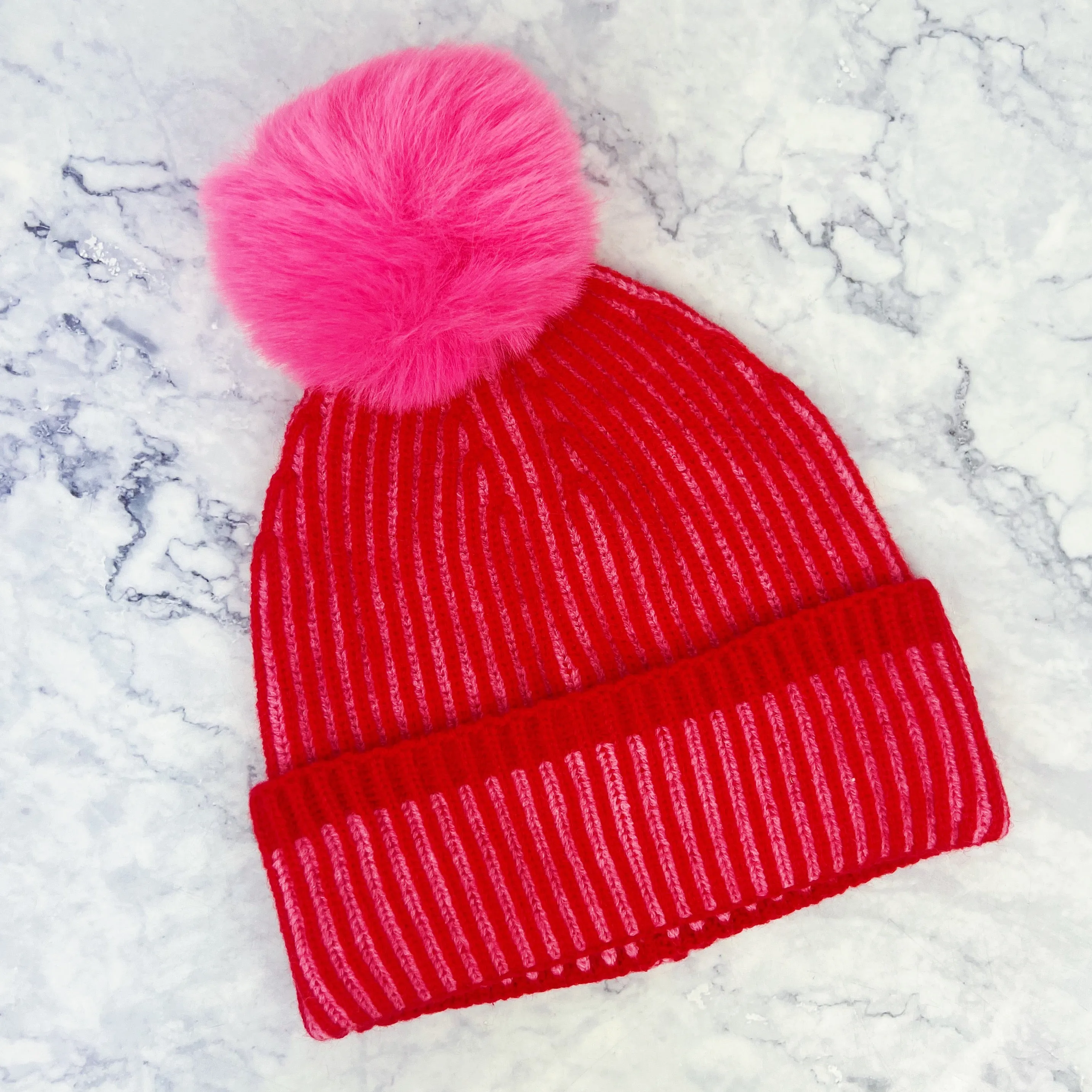 Crimson Pink Pom Hat