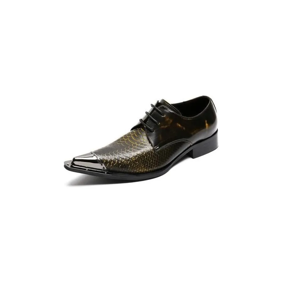 Exquisite CrocLeather Pointed Toe Oxfords