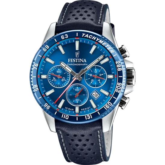 Festina Timeless Chronograph Leather Chronograph Mens Watch I Model F20561/3 Quartz Movement