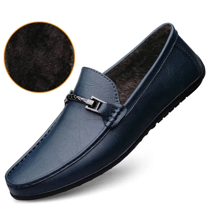 Genuine Leather Loafers Men Design Fashion Slip Soft Flat Handmade Boat Shoes