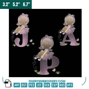 Graceful Ballerina Alphabet Embroidery Pack – Elegant Ballet Dancer Monogram Letters