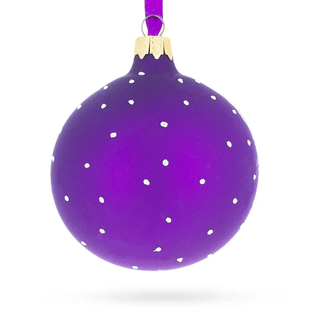 Graceful Ballet Dancer On Purple - Blown Glass Ball Christmas Ornament 3.25 Inches