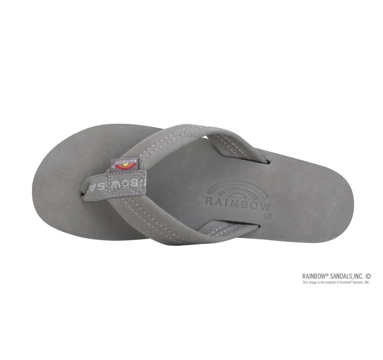 GREY - Rainbow Single Layer Arch Support Premier Leather with 1" Strap