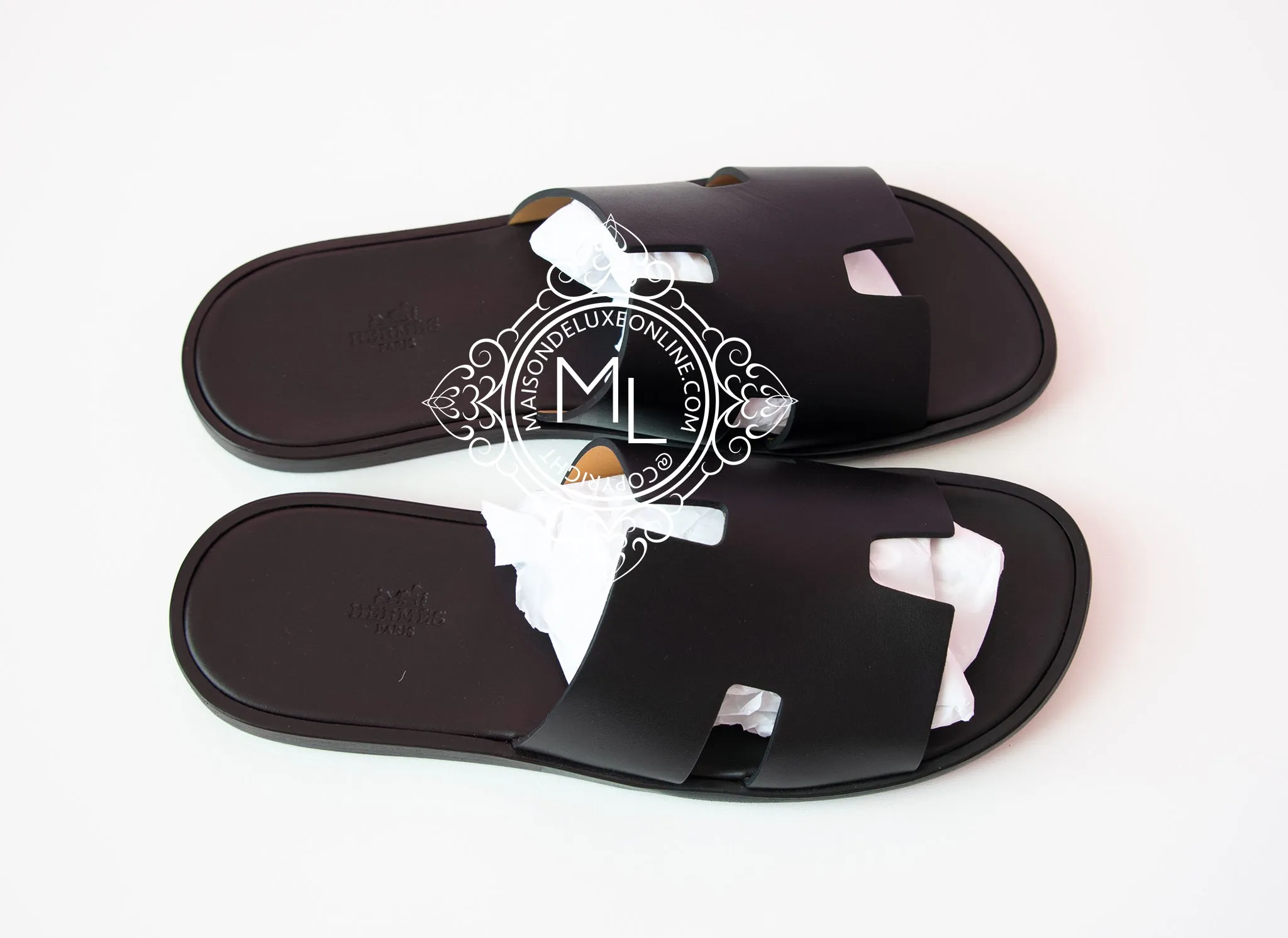 Hermes Men's Black Izmir Sandal 43 Shoes