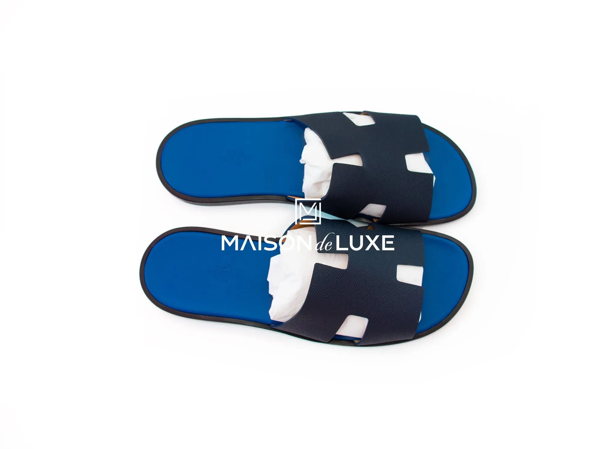 Hermes Men's Marine Mediterranee Noir Izmir Sandal 45 Shoes