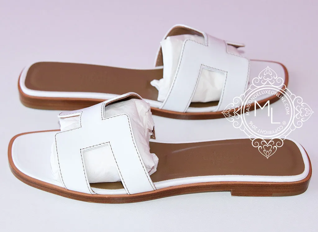 Hermes Womens White Oran Sandal Slipper 36 Shoes