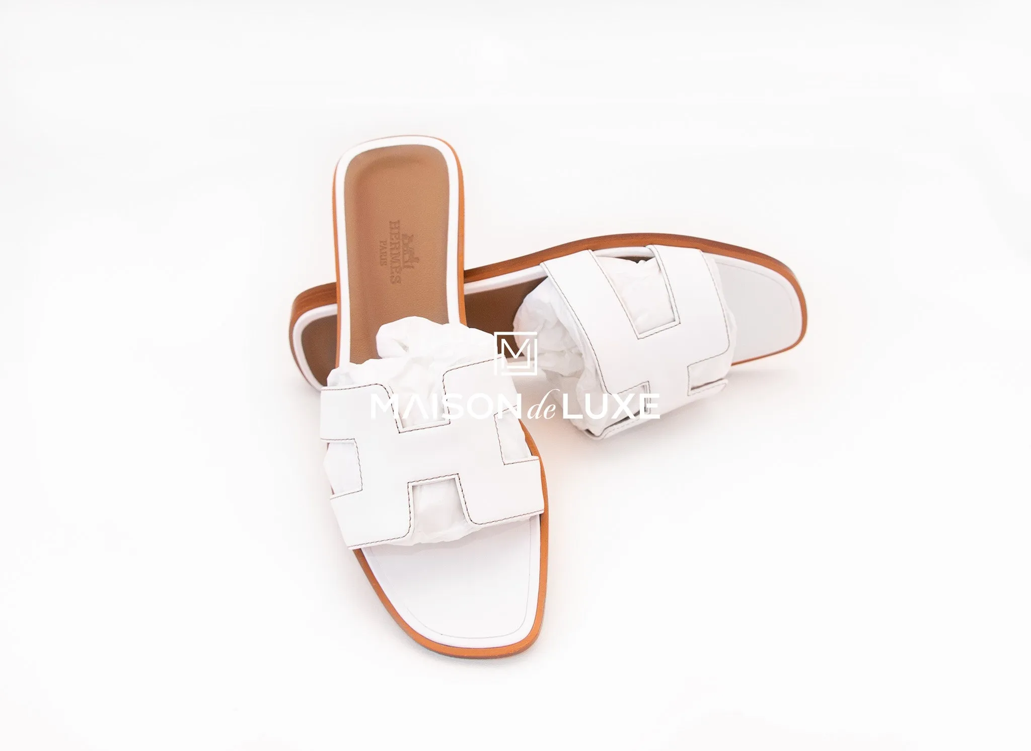 Hermes Women's White Oran Sandal Slipper 36 Shoes