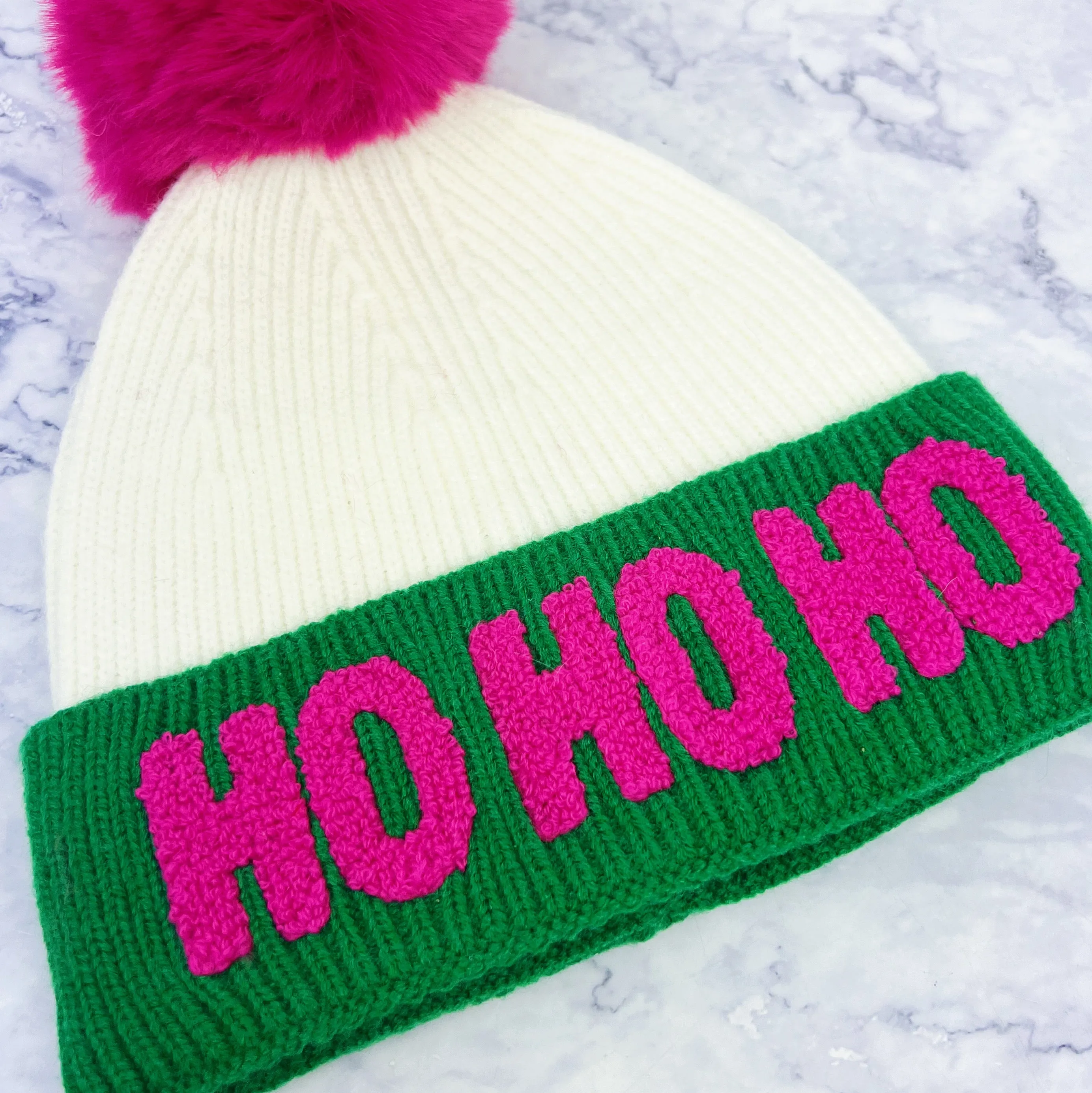 Ivory Ho Ho Ho Pom Hat