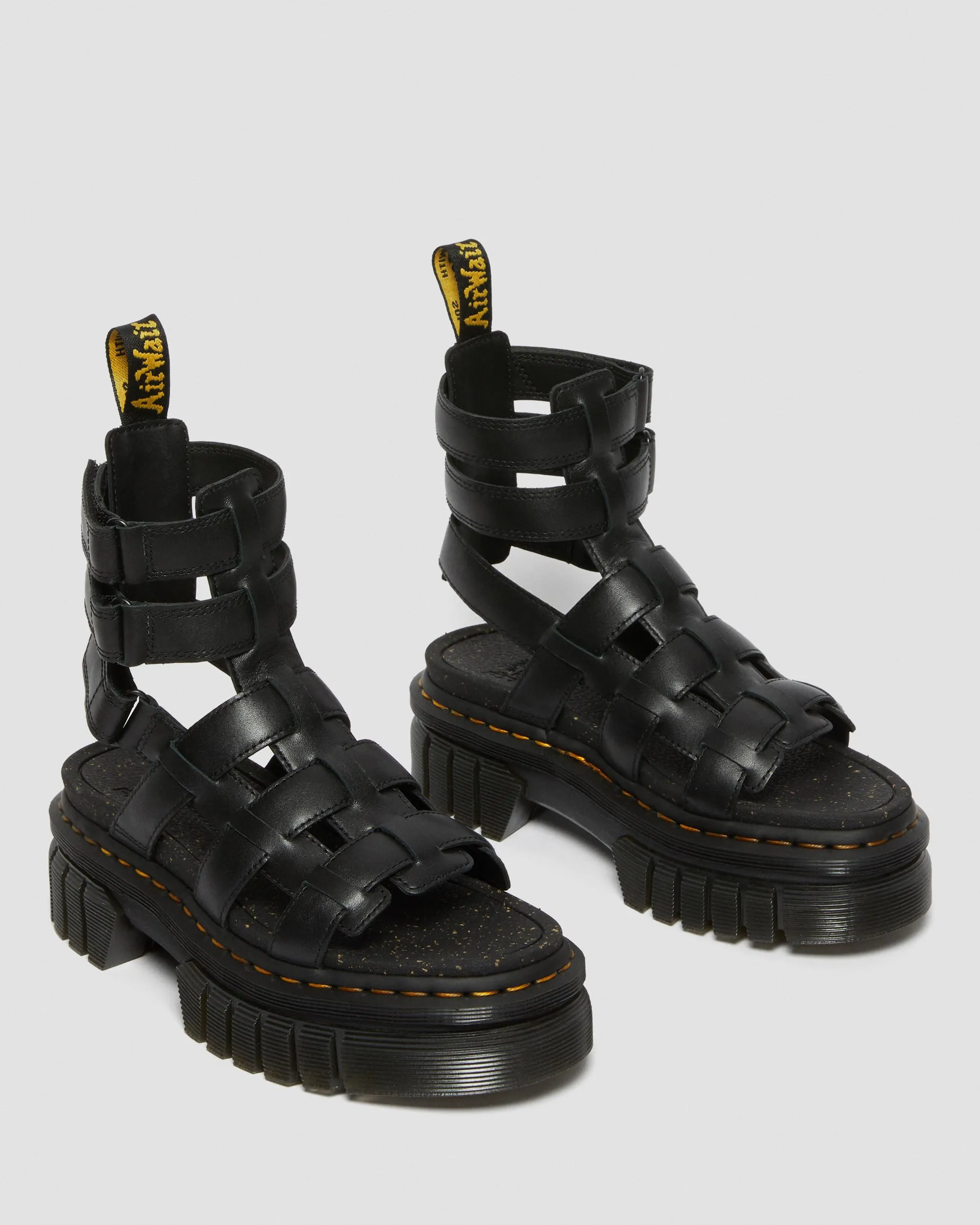 Leather platform gladiator sandals by Ricki Nappa Lux Dr. Martens