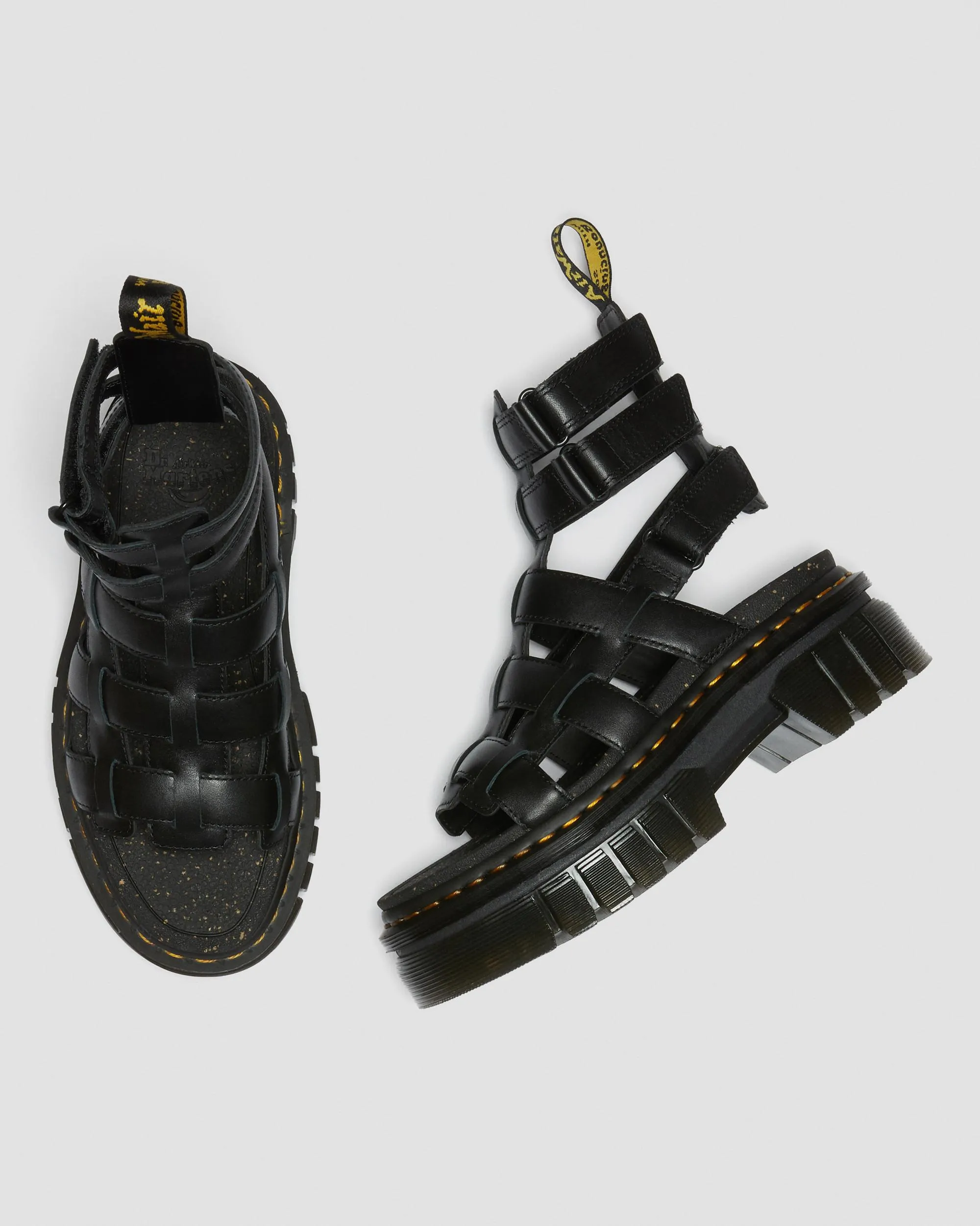 Leather platform gladiator sandals by Ricki Nappa Lux Dr. Martens