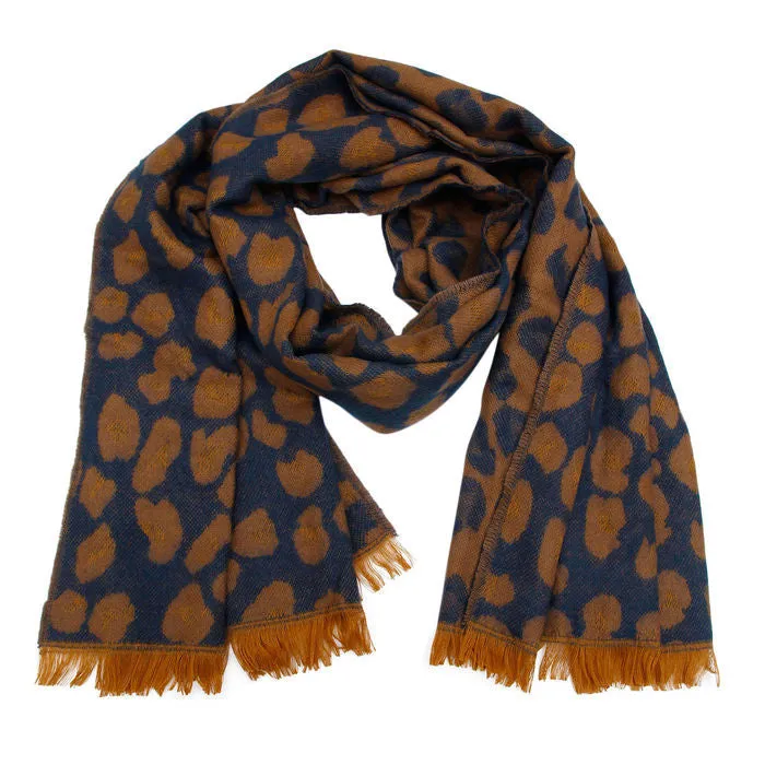 Leopard Reversible Cozy Scarf Navy Leopard Reversible Cozy Scarf