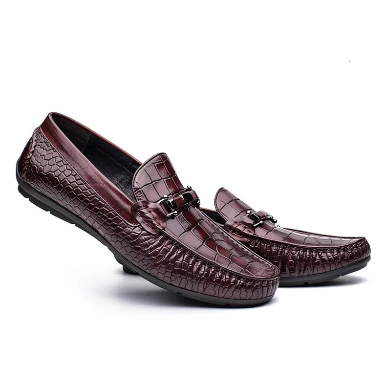 Luxury CrocLeather Alligator Pattern Oxford Loafers