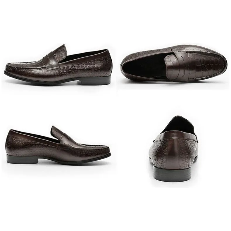 Luxury CrocTex Slip On Brogues Loafers