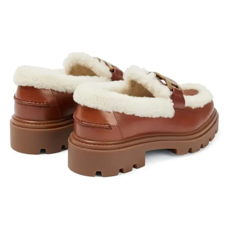 Luxury Fur-lined Cow Leather Slip-on Loafers