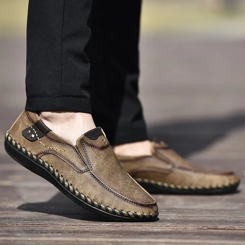 Man's vintage fashion joker leather leisure flat loafers