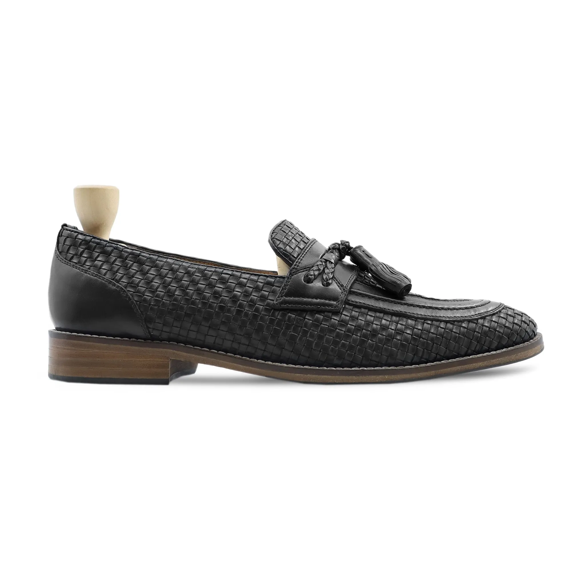 Mosta - Men's Black Hand Woven Calf Leather Loafer