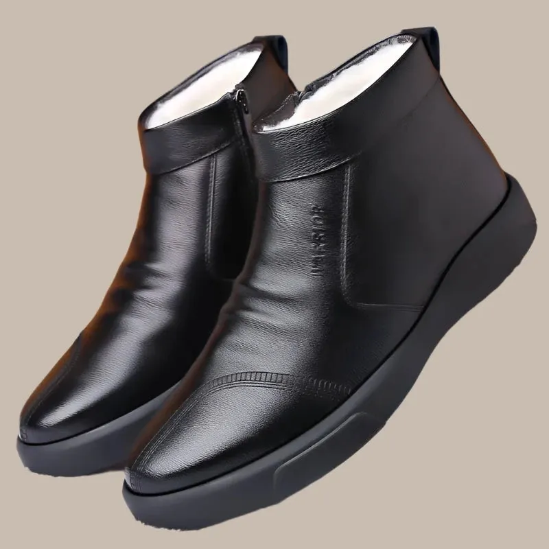 Plush Thickened Leather Waterproof Shoes