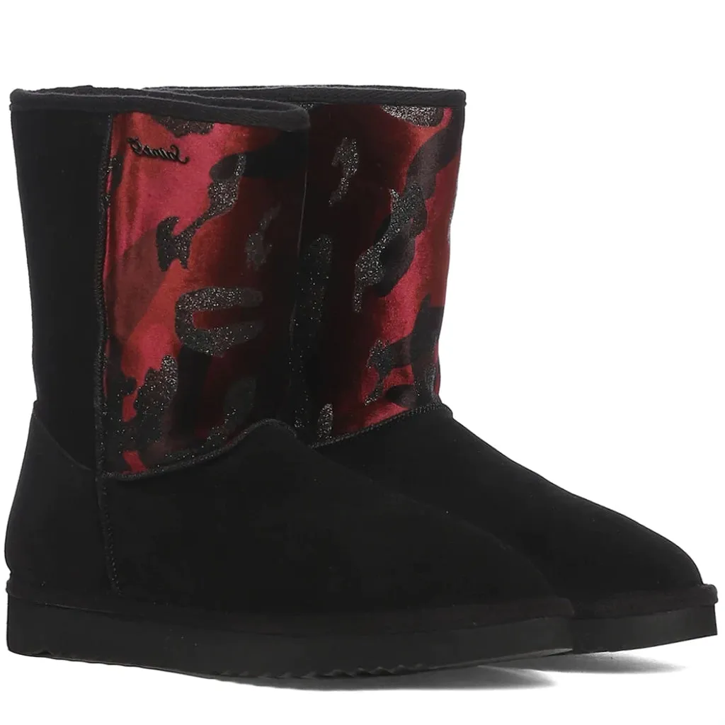 Saint Flora Burgundy Camo Fabric Snug Boots