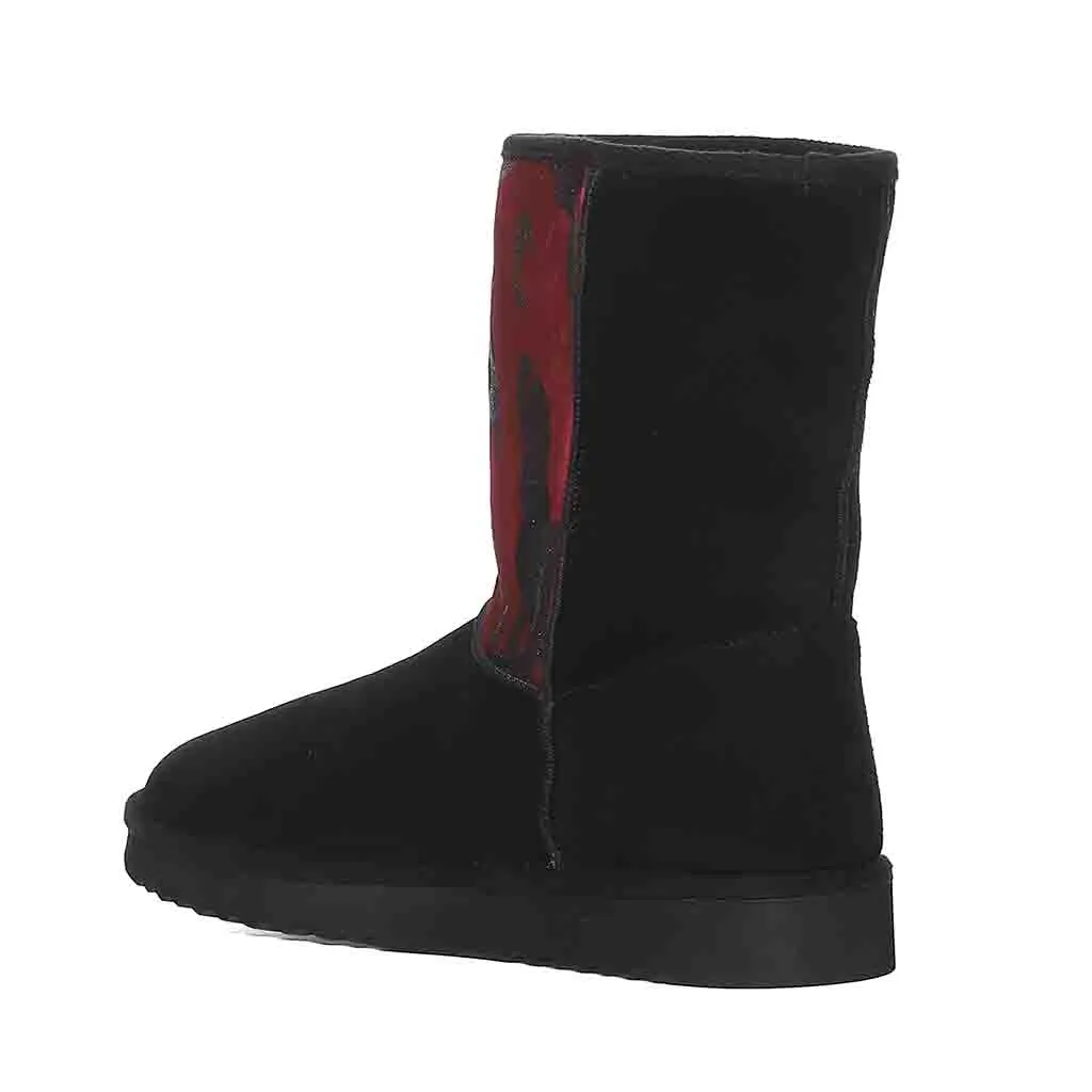 Saint Flora Burgundy Camo Fabric Snug Boots