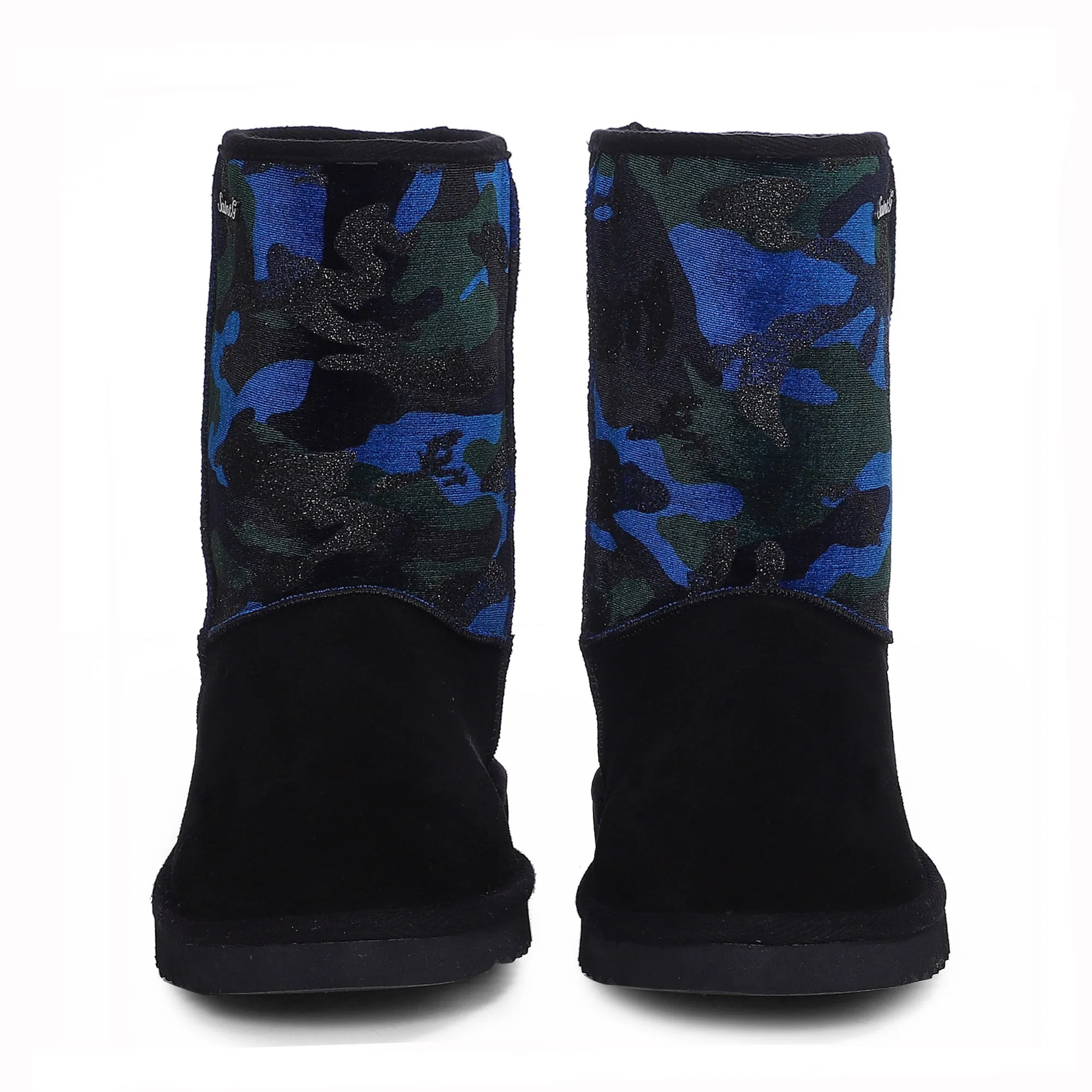 Saint Flora Navy Camo Fabric Snug Boots