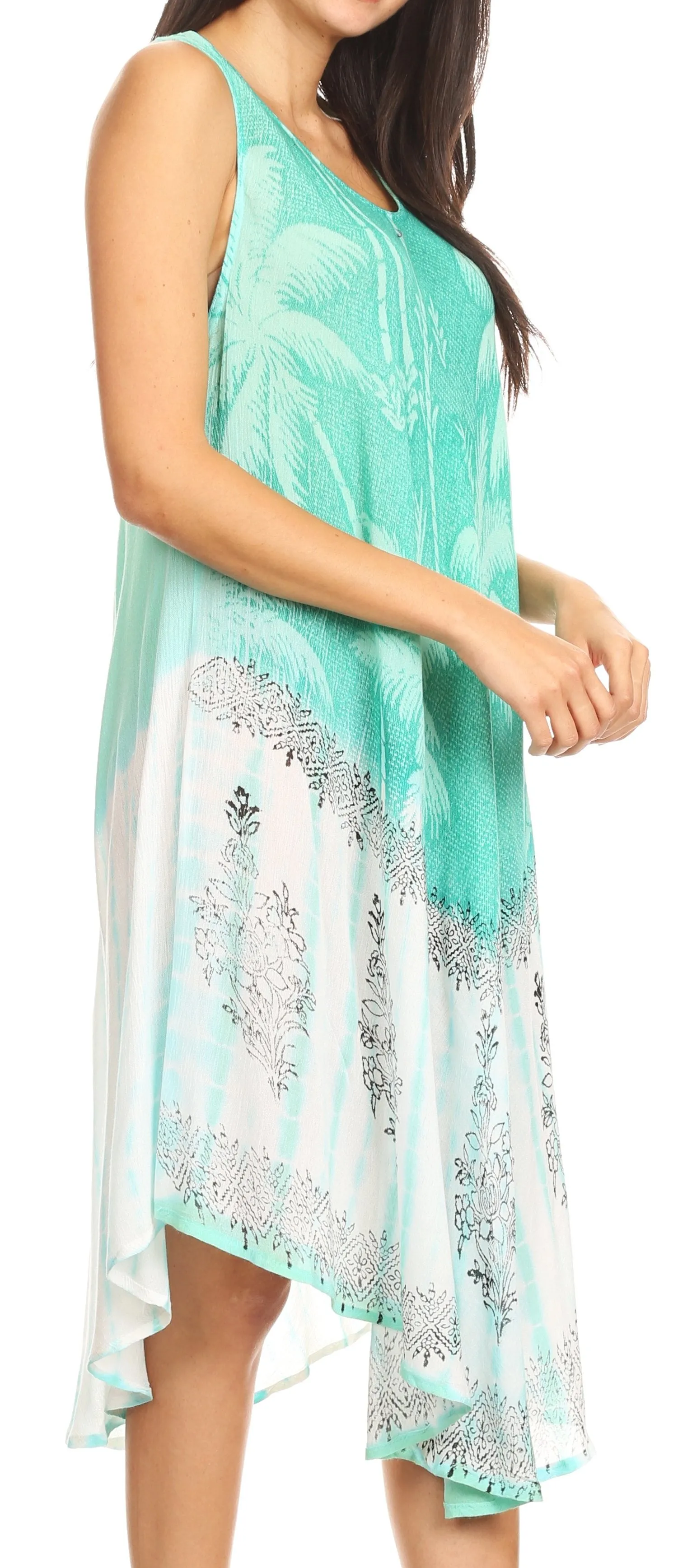 Sakkas Farzana Women Sleeveless Summer Caftan Midi Dress Tie-dye Light and Fresh