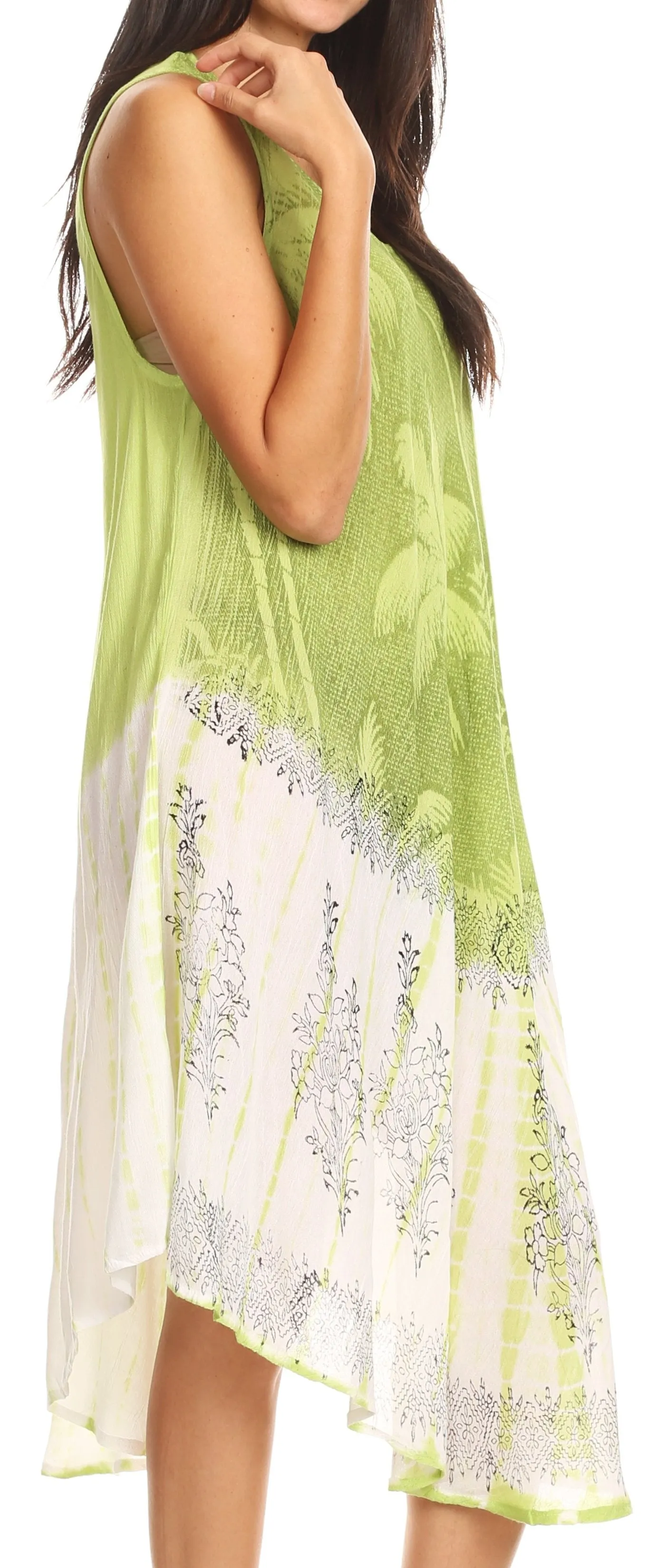 Sakkas Farzana Women Sleeveless Summer Caftan Midi Dress Tie-dye Light and Fresh