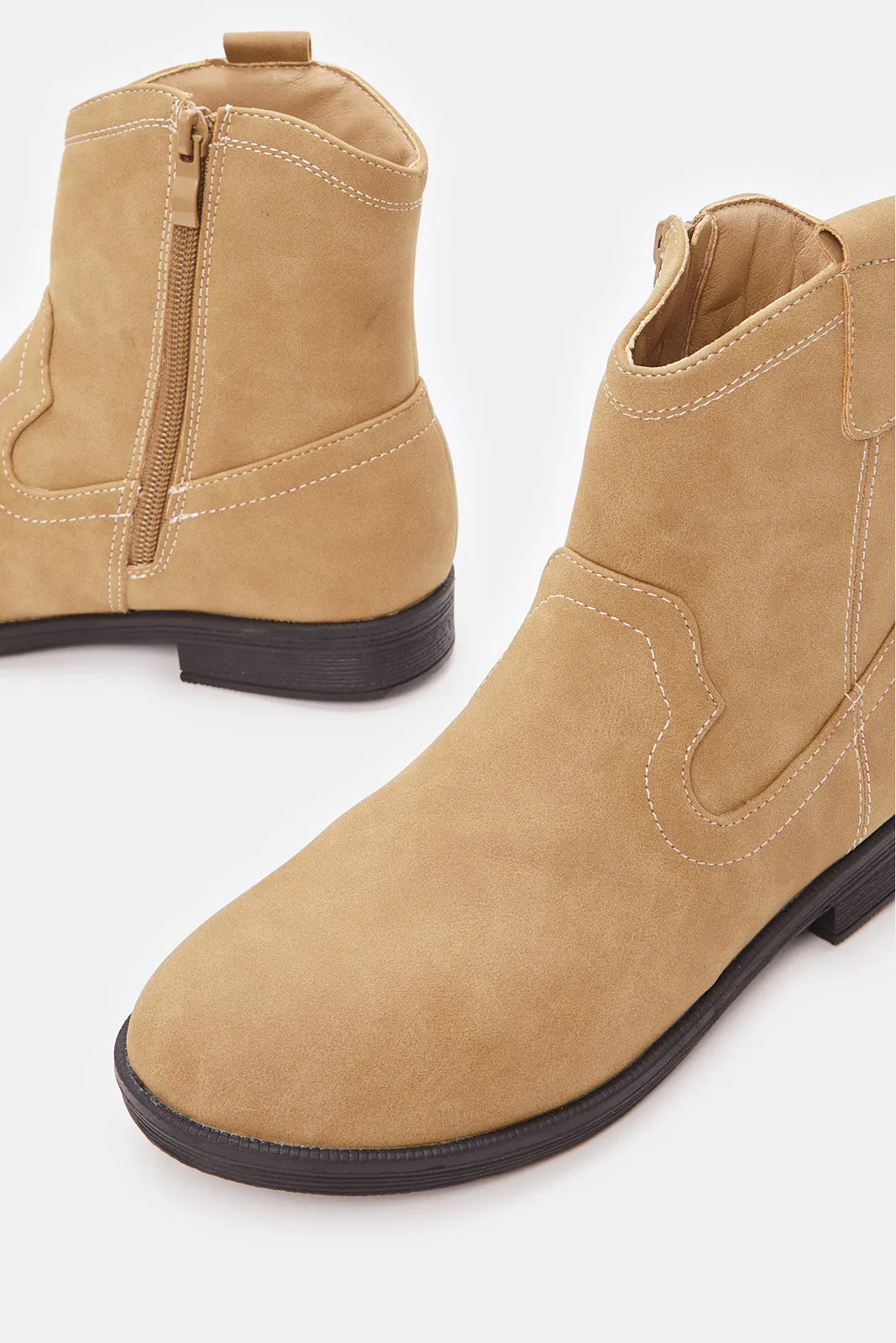 Senior Girls Beige Chelsea Boots