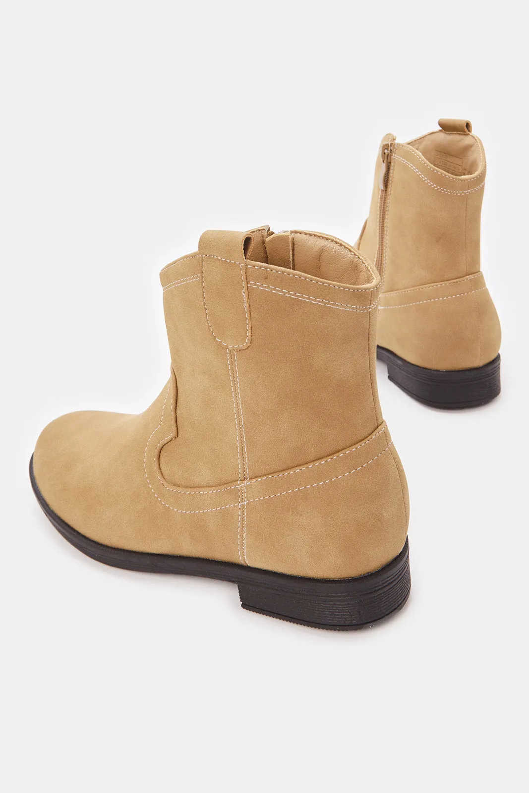 Senior Girls Beige Chelsea Boots