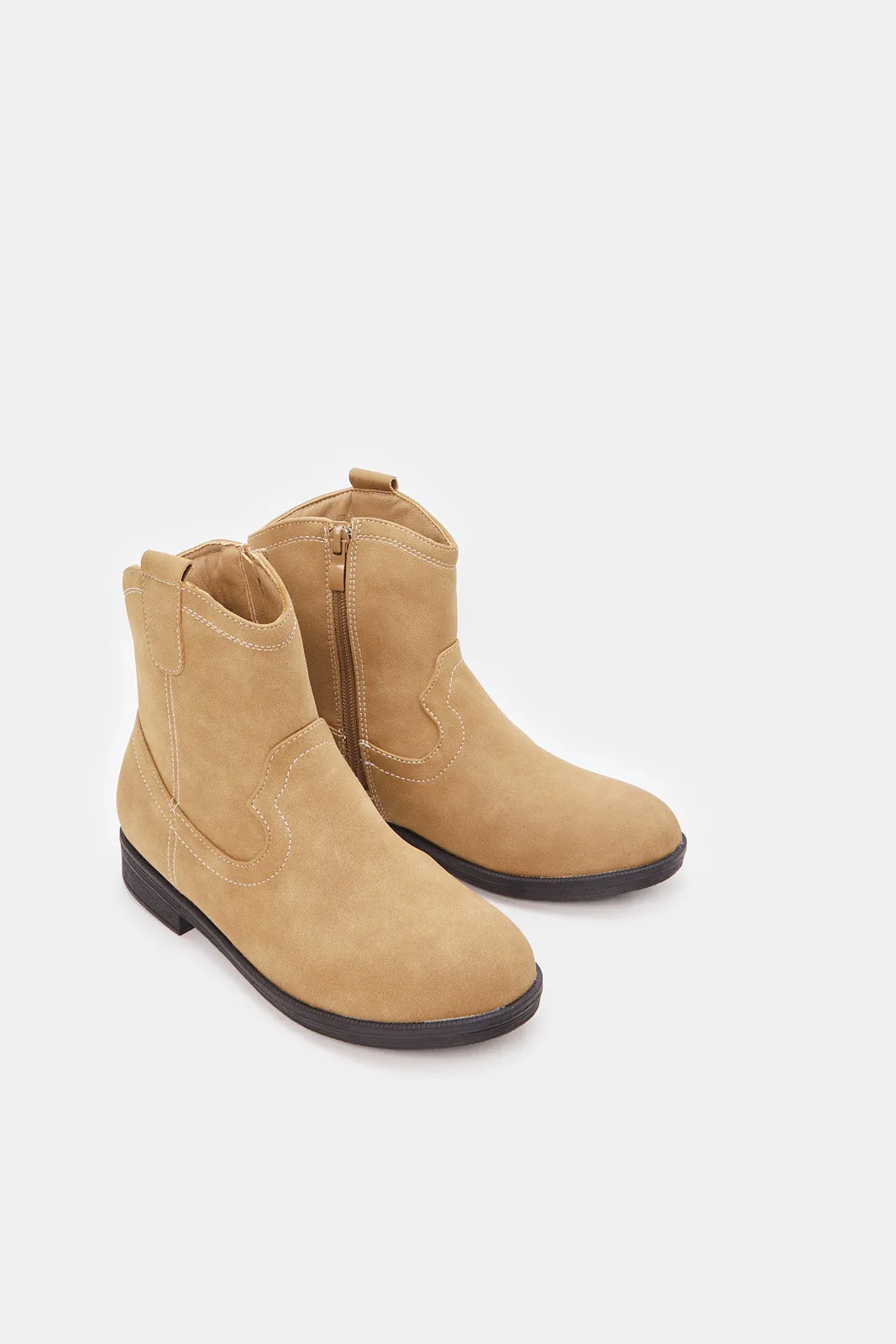 Senior Girls Beige Chelsea Boots