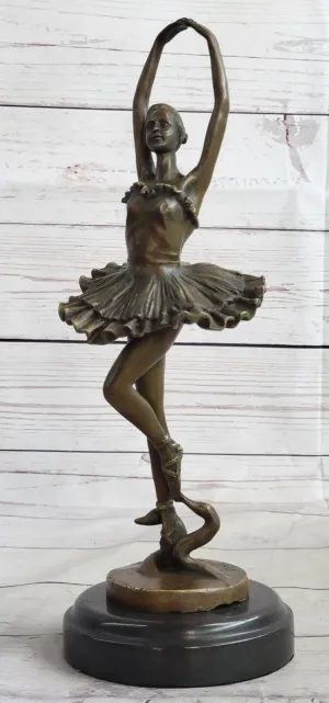 Signed: Milo, Bronze statue little ballerina girl Dancer Bronze sculpture Figure