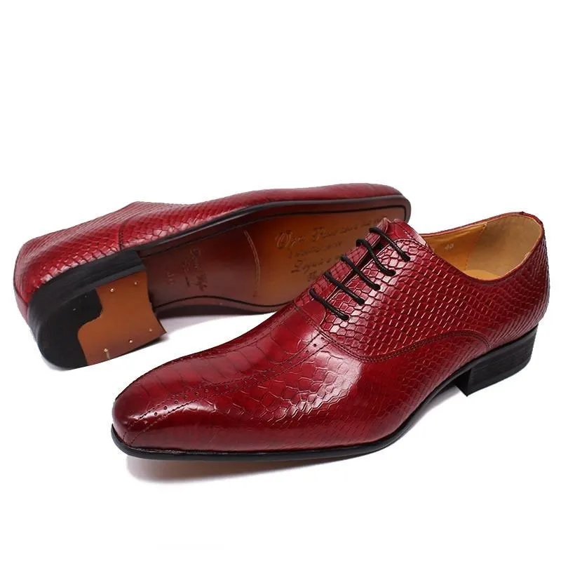 Snakeskin Elegance: Handmade Pointed Toe Oxford Dress Shoes