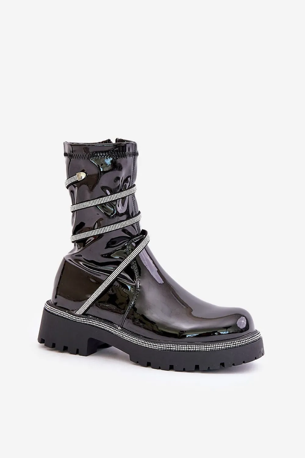 TEEK - Black Ankle Wrapped Snake Boots