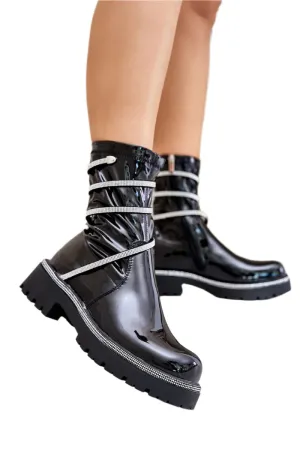 TEEK - Black Ankle Wrapped Snake Boots