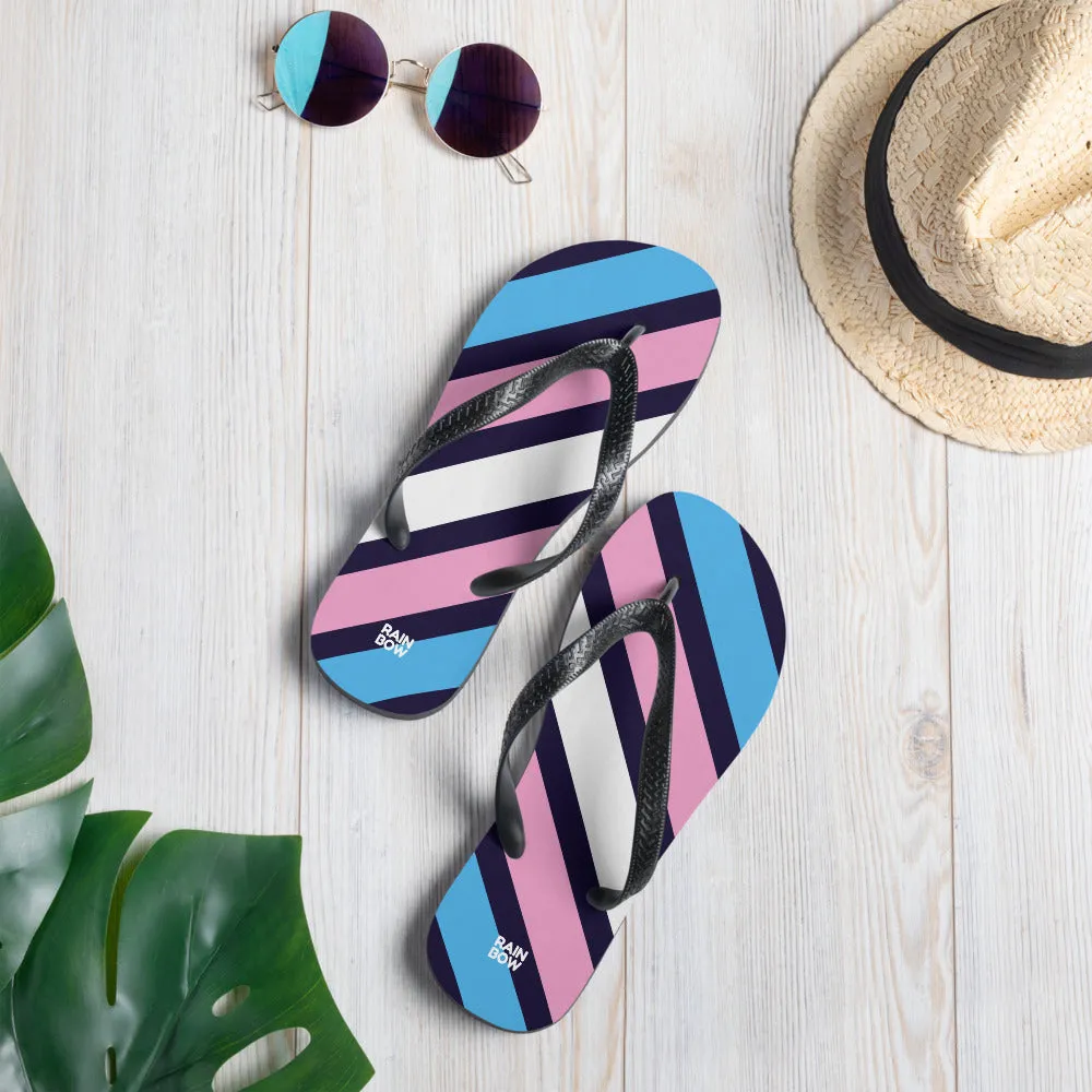 Trans Diagonal Stripe Flip-Flops